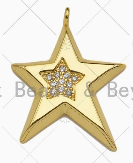 pave five point star charm