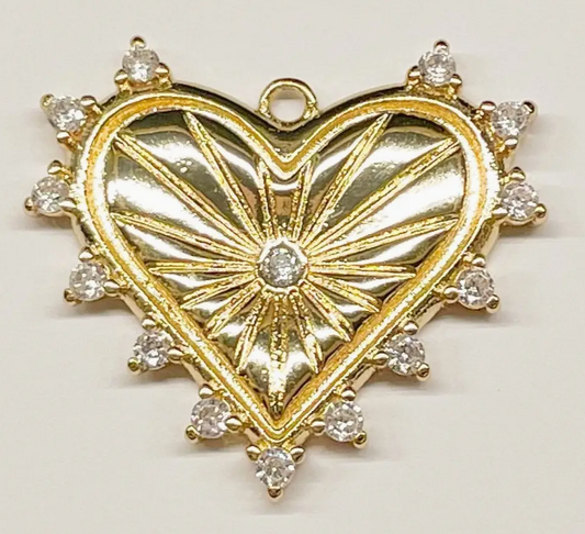 diamond heart burst charm