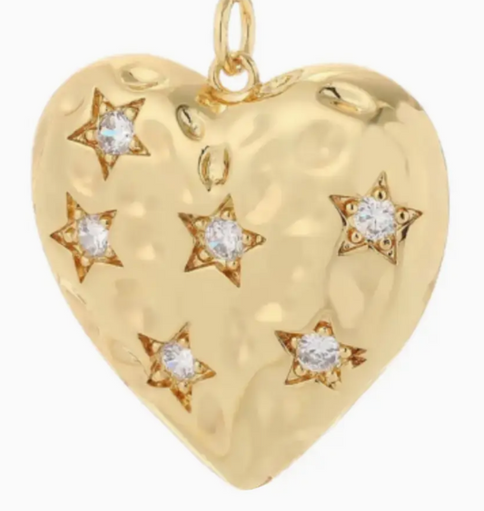 textured star heart charm