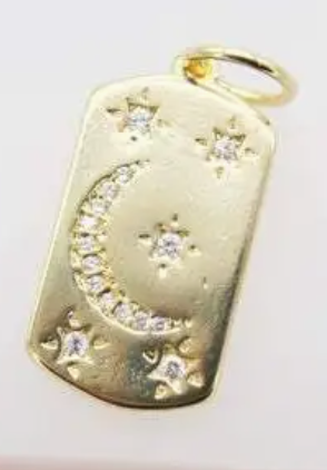 moon and star dog tag charm