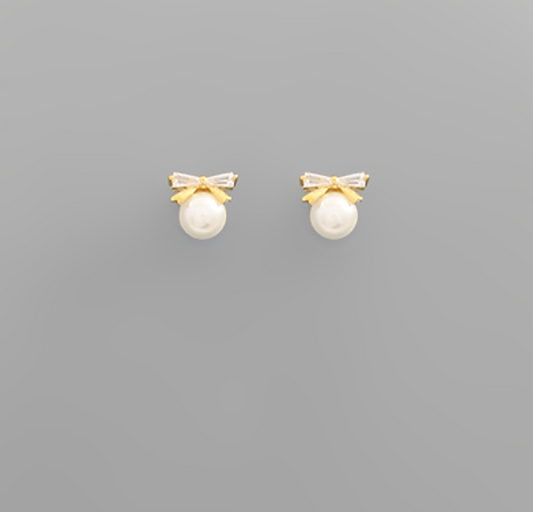 bow pearl studs