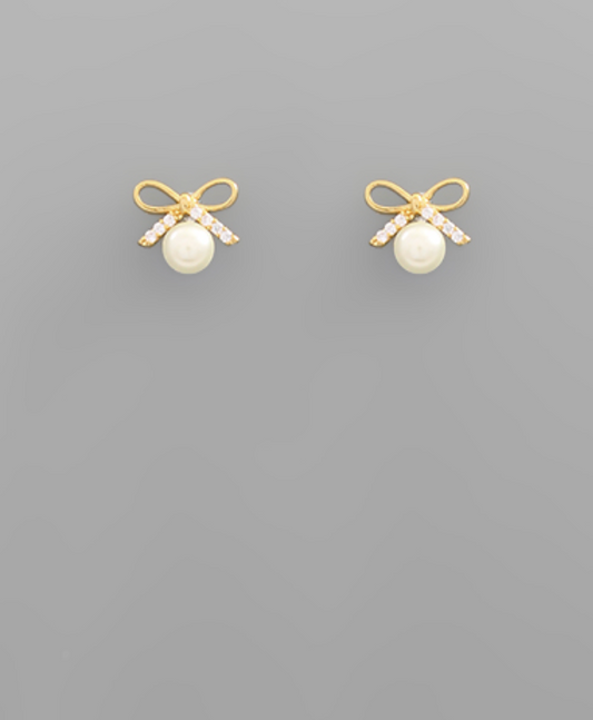 gold diamond pearl studs