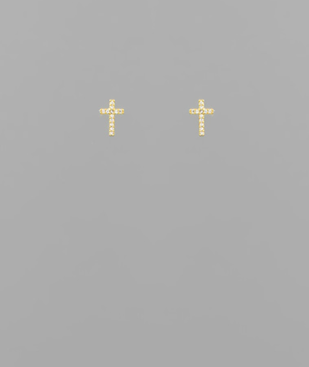 diamond cross studs