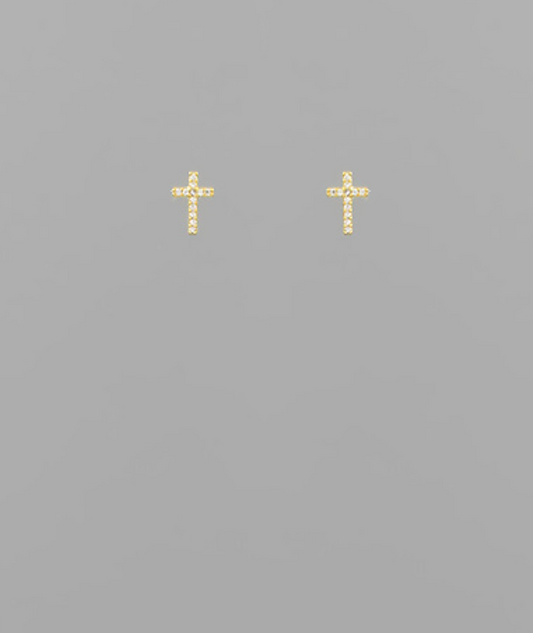 diamond cross studs