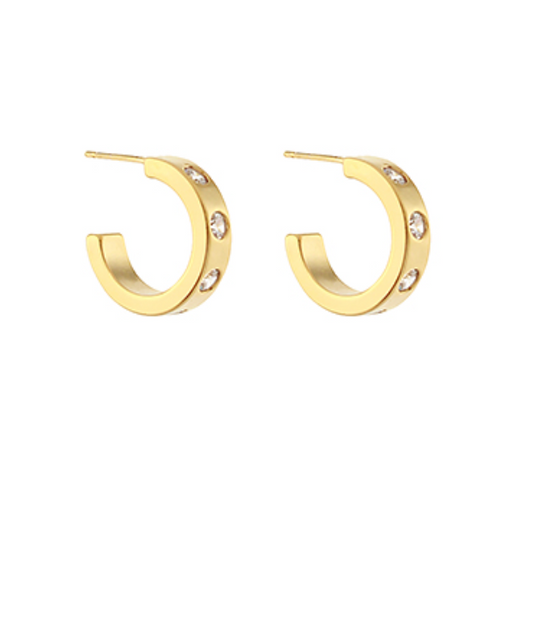 pave gold hoops