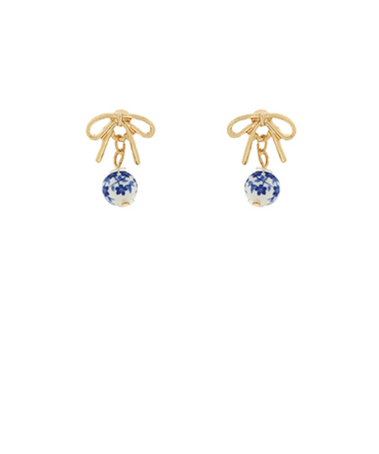 bow drop down earrings