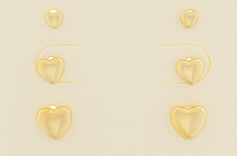 gold heart stud earrings