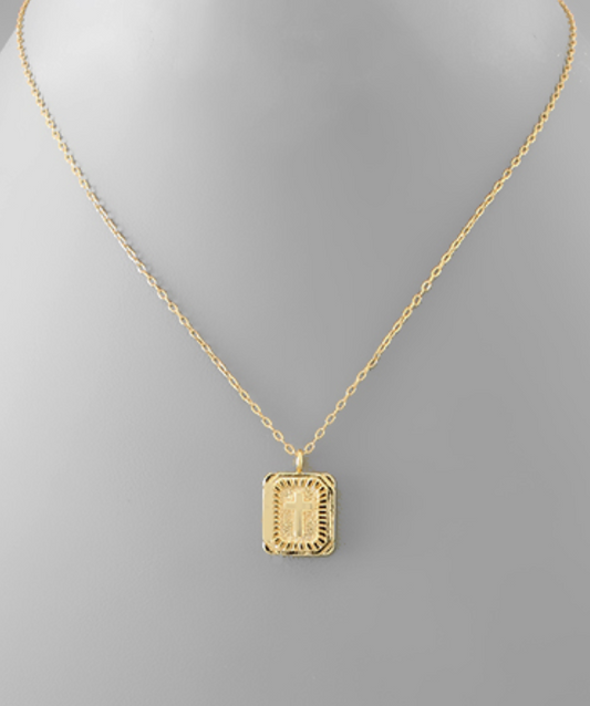 rectangle cross necklace