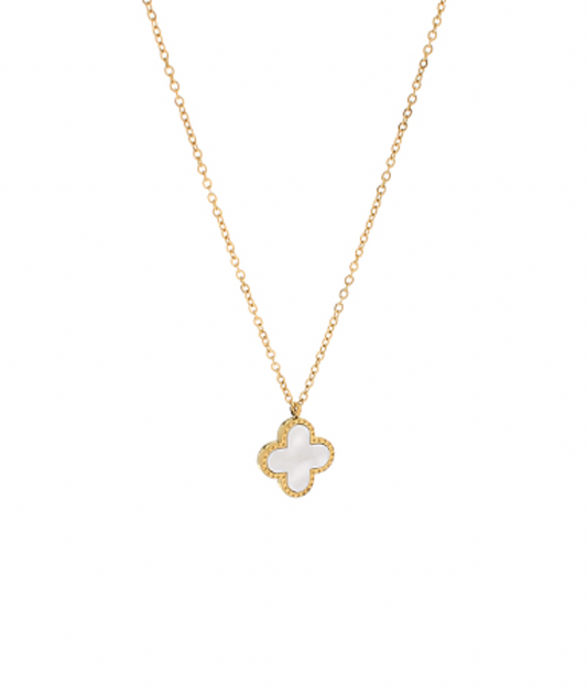 white clover pendent necklace