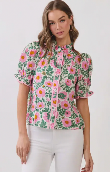 iris floral puff sleeve top