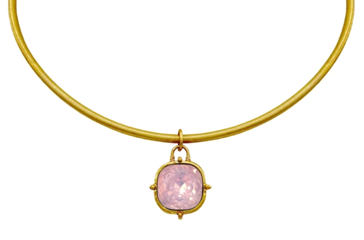 square pendent choker necklace