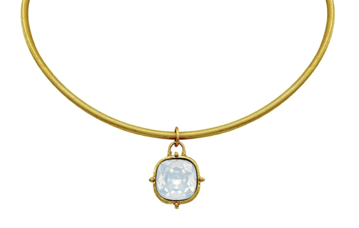 square pendent choker necklace