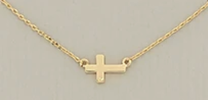 sideways mini cross necklace
