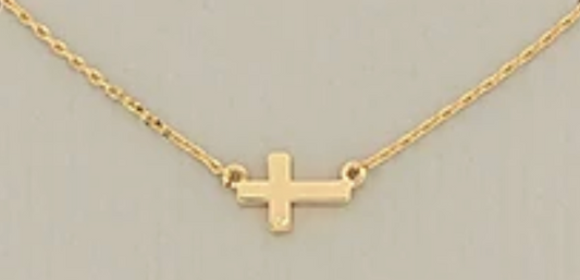 sideways mini cross necklace