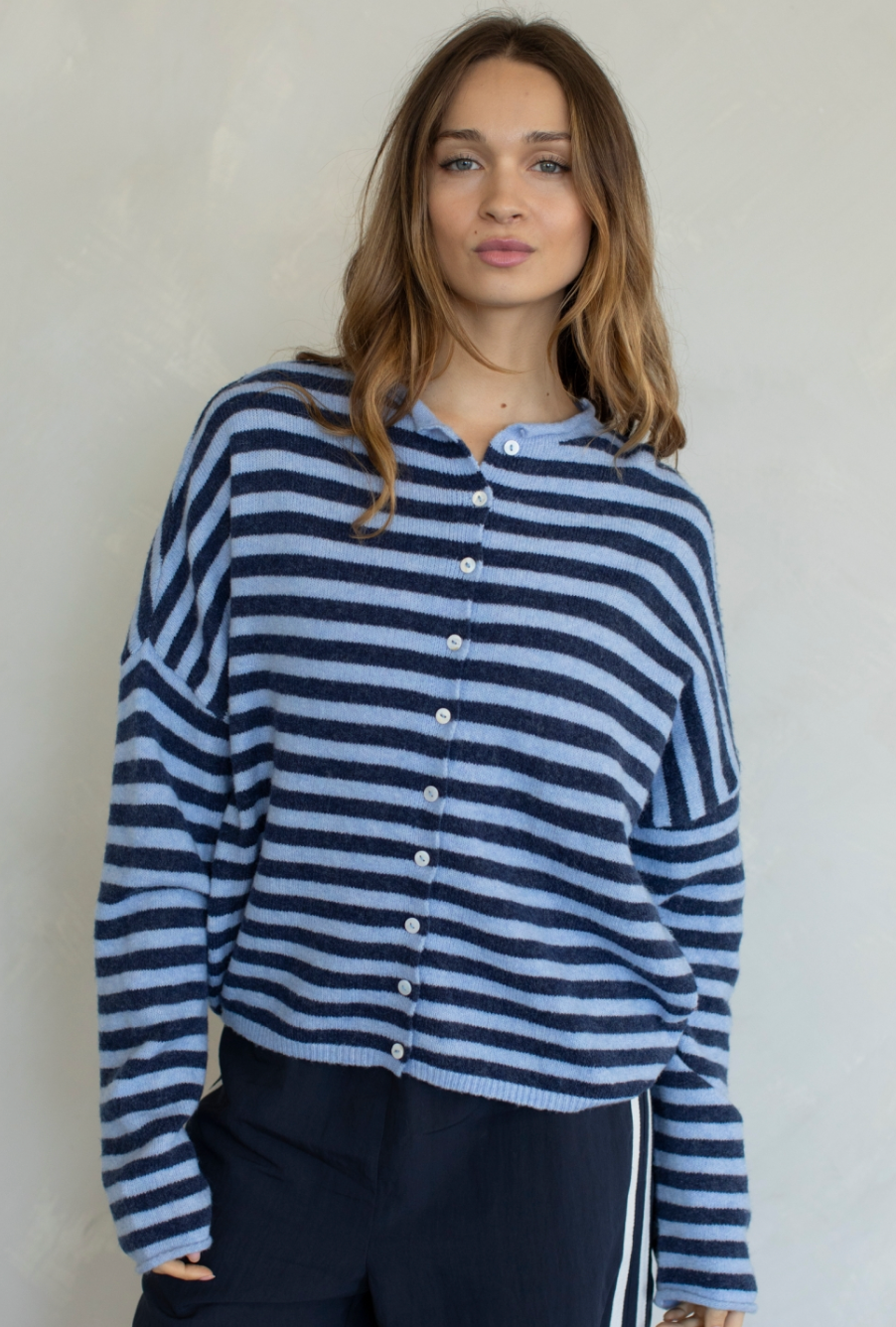 cabana striped cardigan-blue