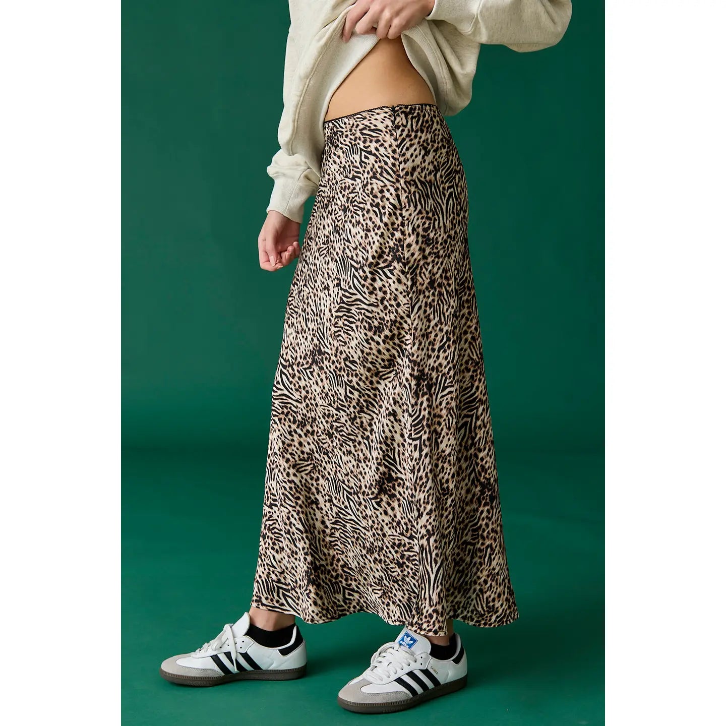 leopard midi skirt