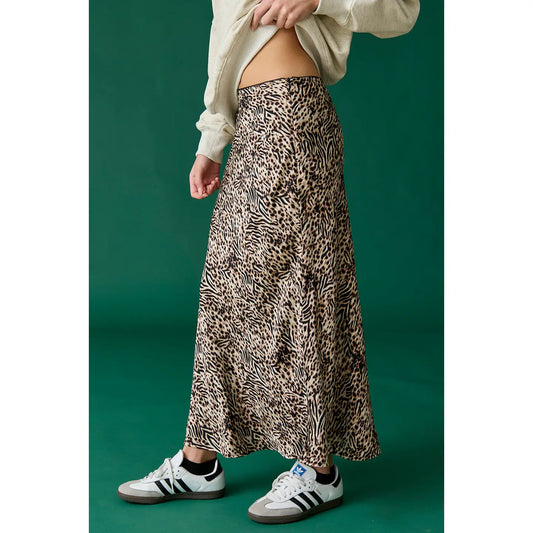 leopard midi skirt