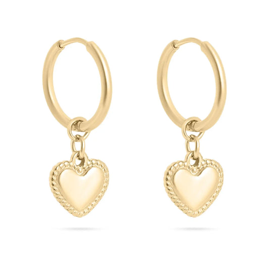 dangle heart hoops