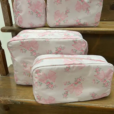 pink floral makeup case