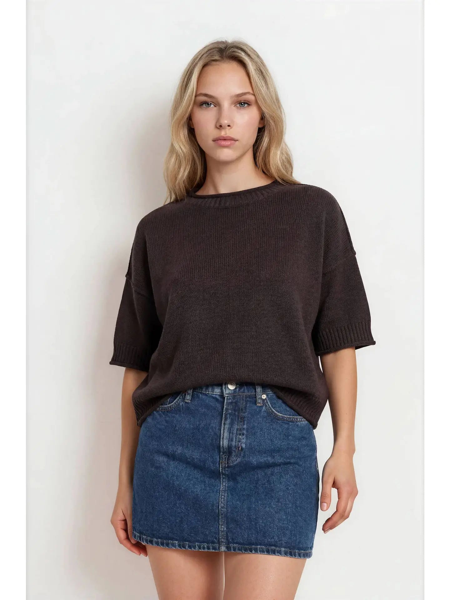mary cropped sleeve sweater