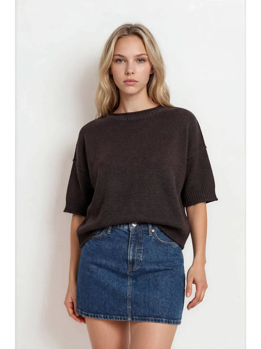 mary cropped sleeve sweater