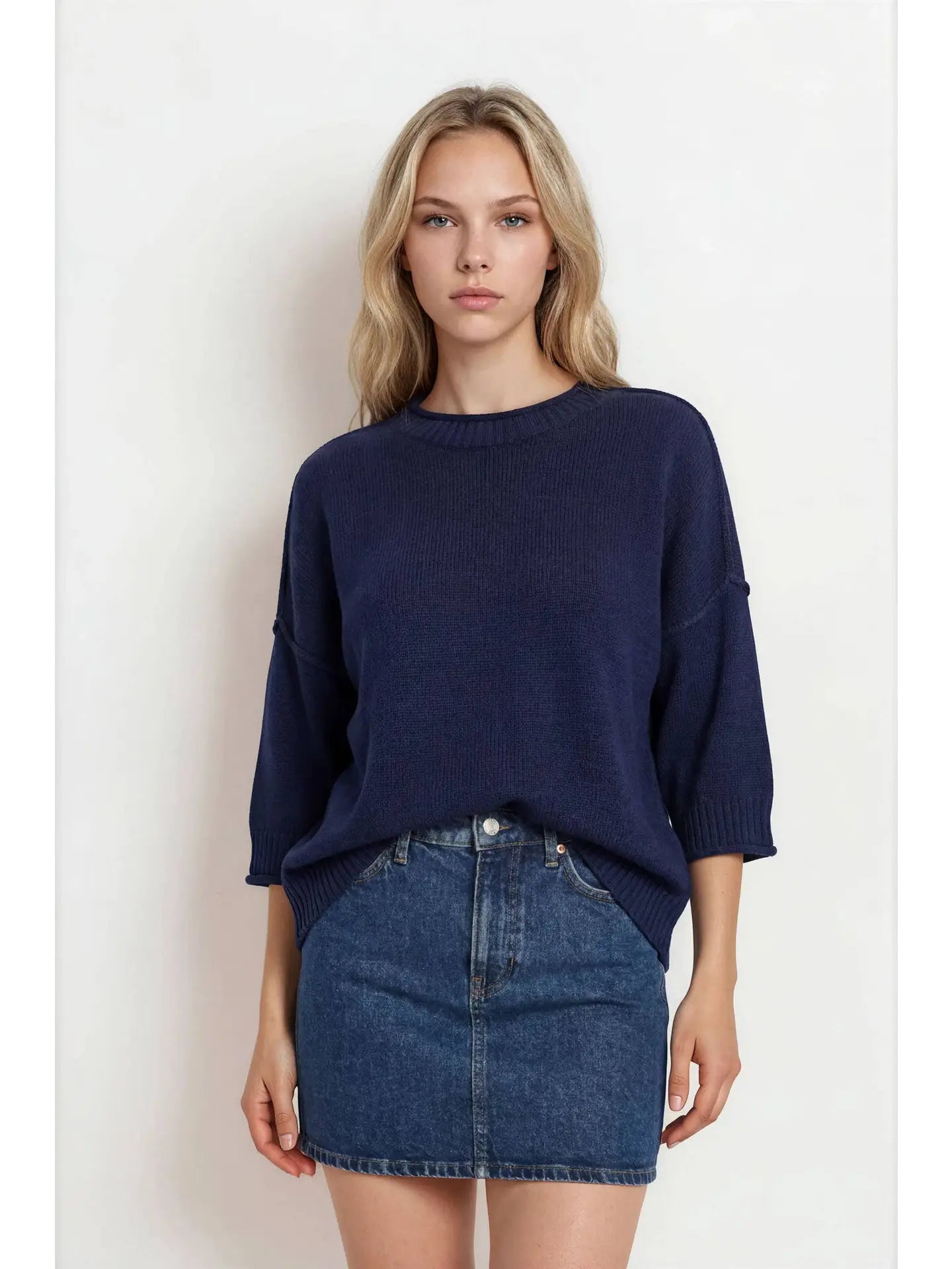 mary cropped sleeve sweater