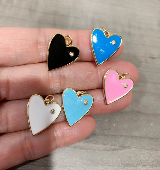 enamel heart charm