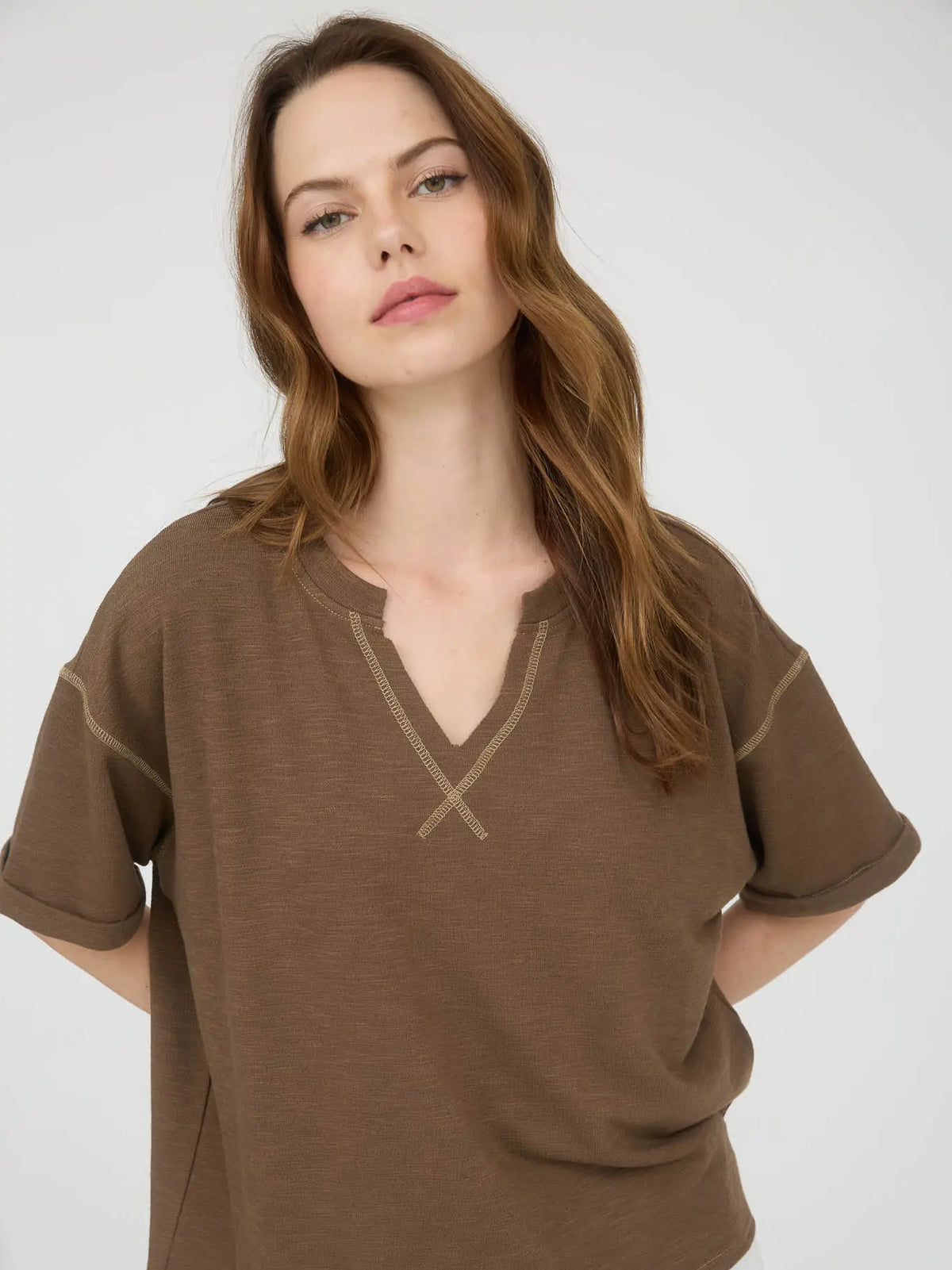 lena split neck tee