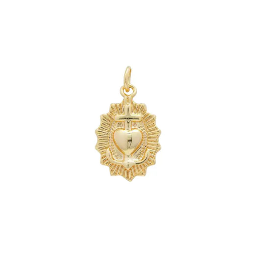 heart cross circle charm