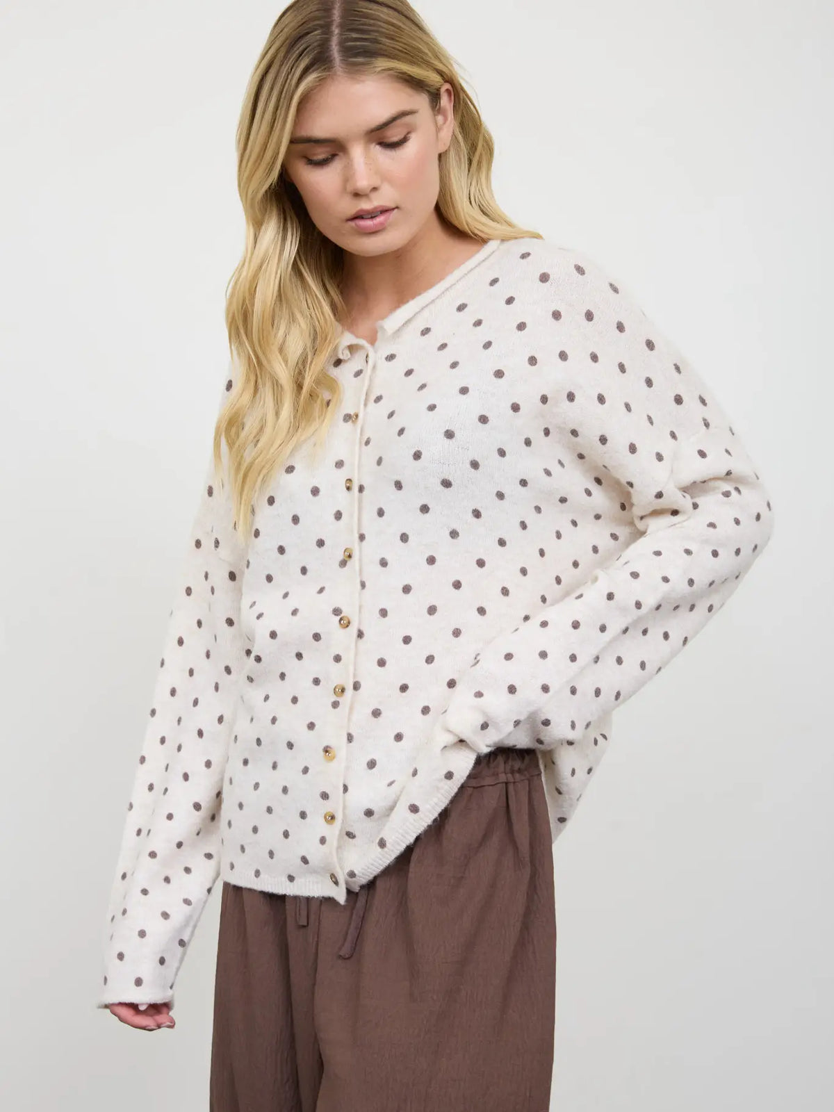 aspen polka dot cardi
