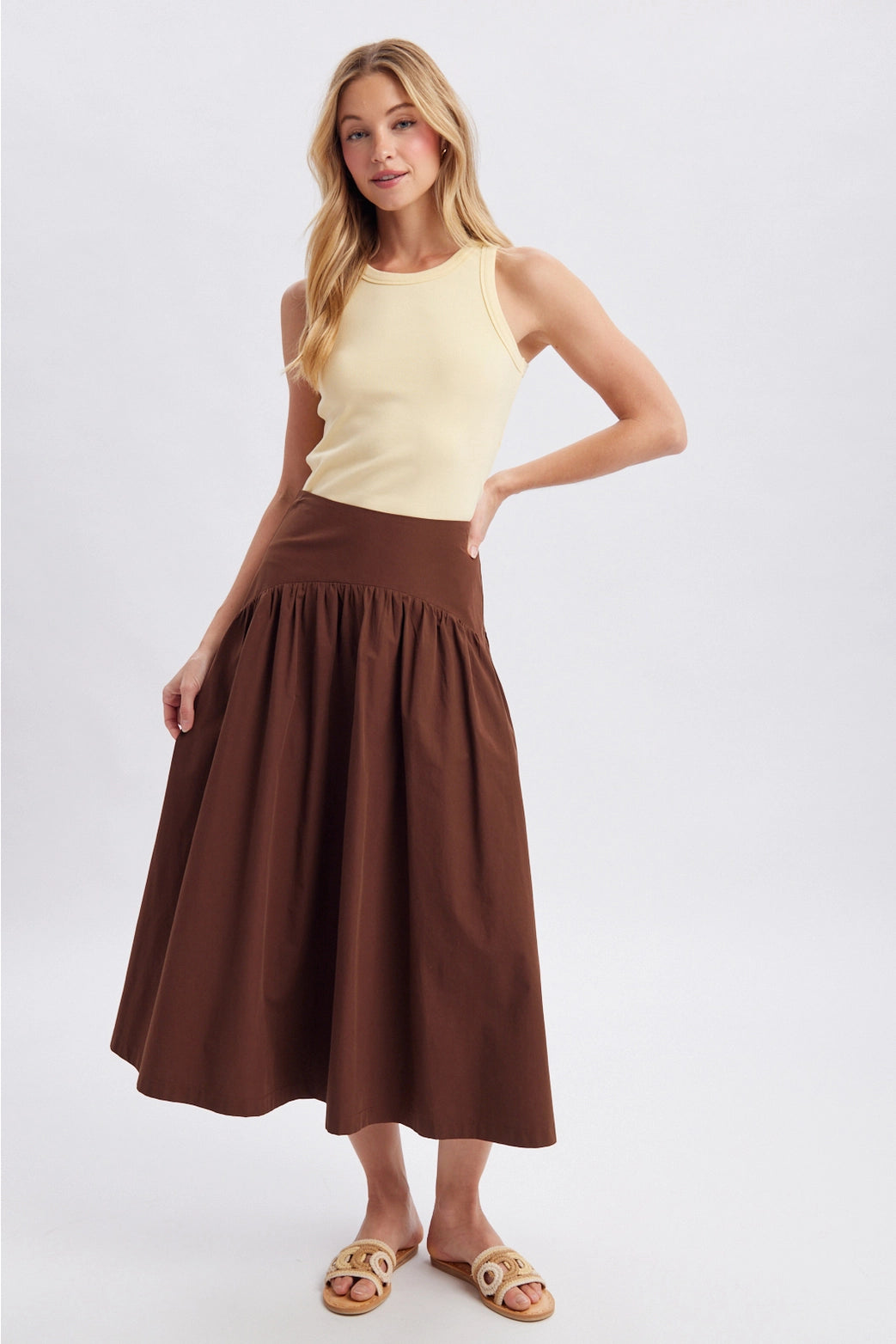 mocha midi skirt