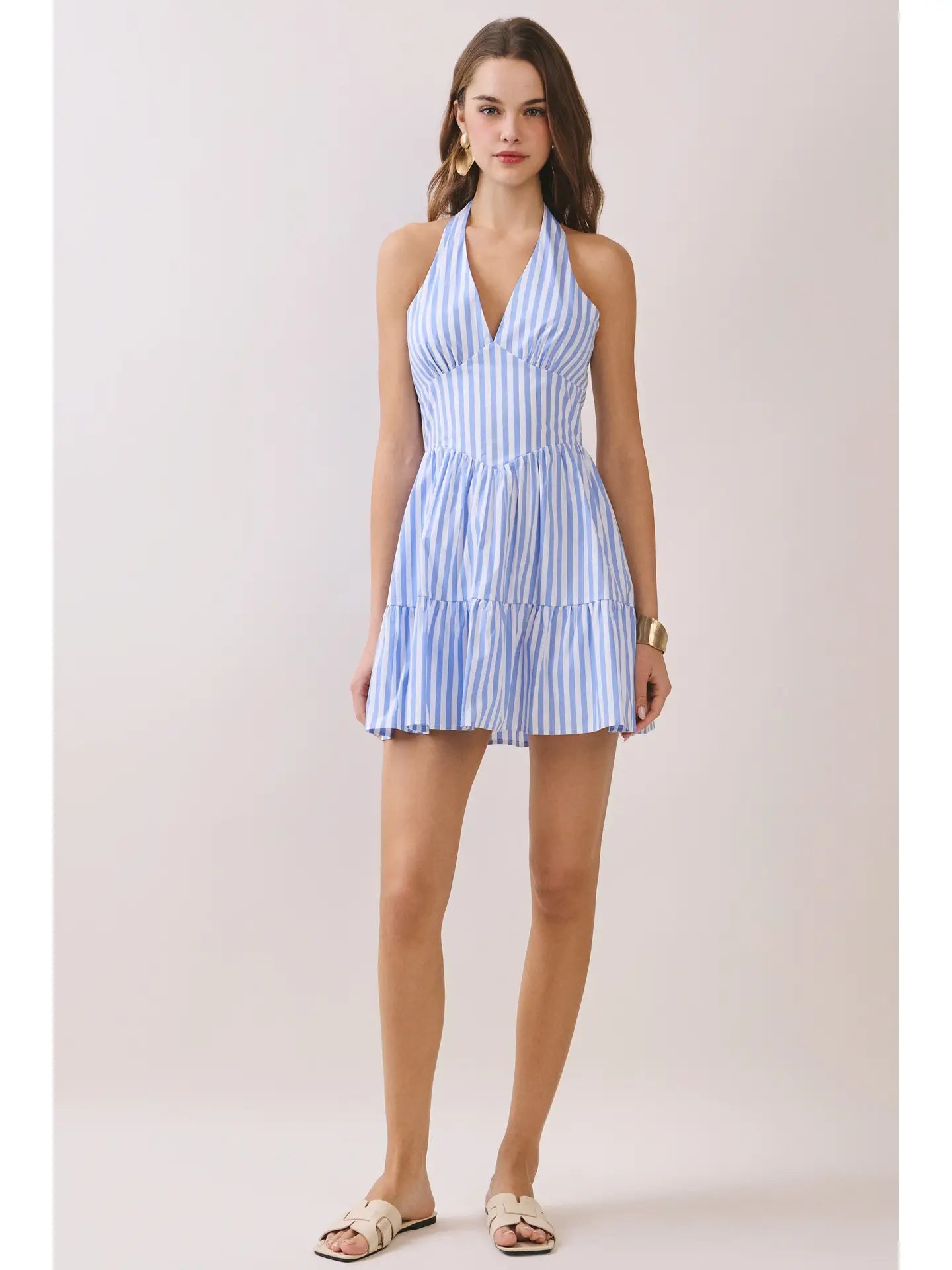 marina striped halter dress