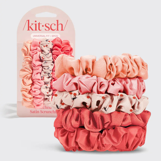 ruched satin scrunchie- cherry