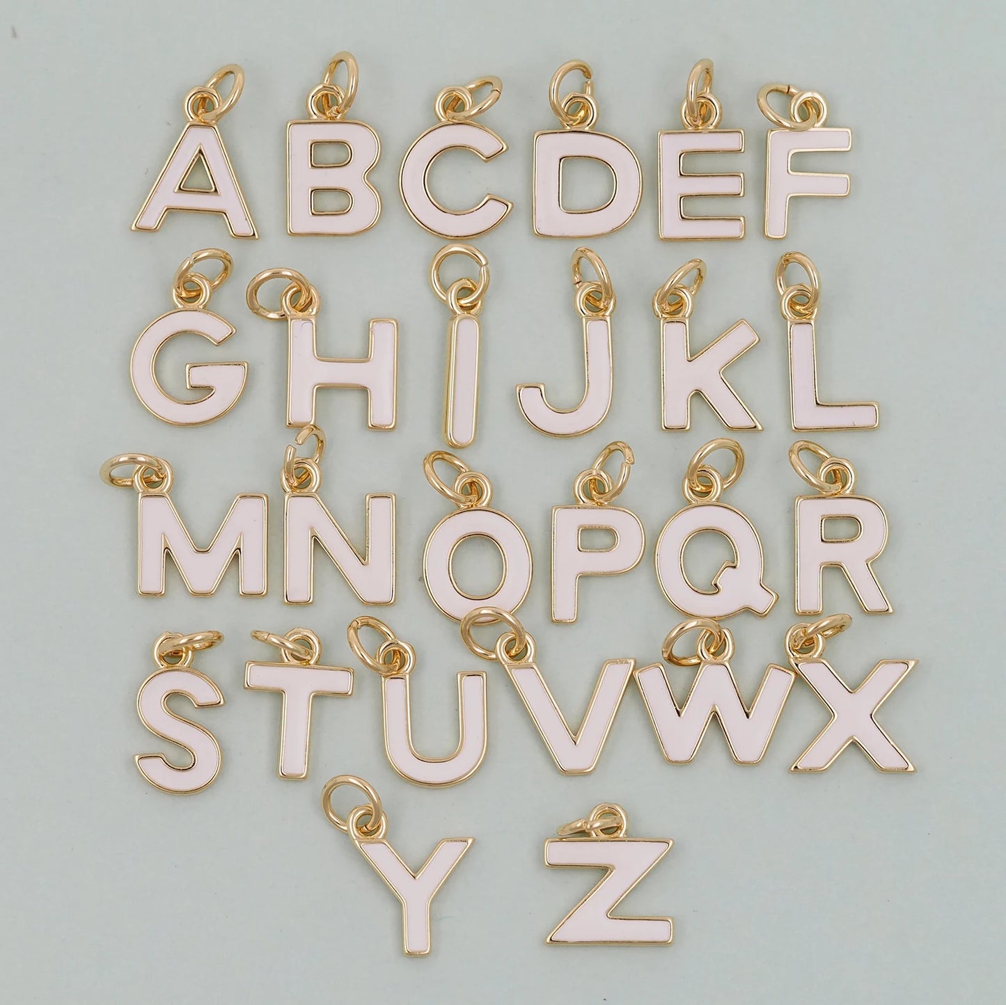 white initial charms