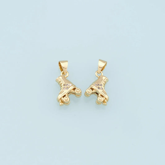 gold roller skate charm